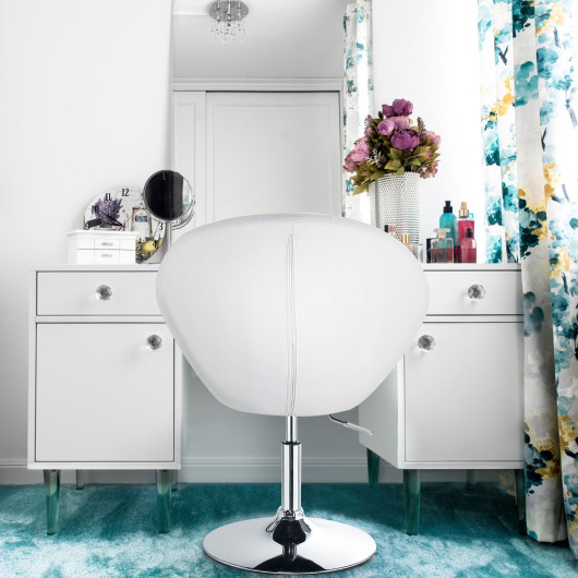 1 Piece Adjustable Modern Swivel Round Tufted-White - Image 3