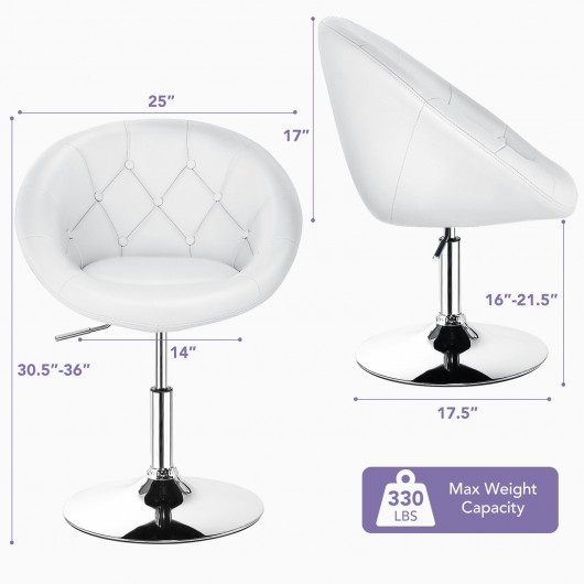 1 Piece Adjustable Modern Swivel Round Tufted-White - Image 6