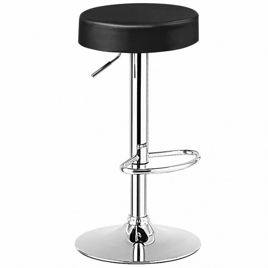 1 PC Round Bar Stool Adjustable Swivel Pub Chair-Black - Image 3