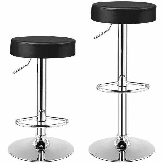 1 PC Round Bar Stool Adjustable Swivel Pub Chair-Black - Image 4