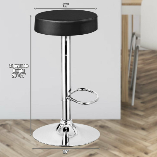 1 PC Round Bar Stool Adjustable Swivel Pub Chair-Black - Image 5