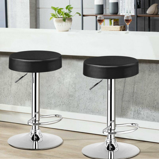 1 PC Round Bar Stool Adjustable Swivel Pub Chair-Black - Image 6