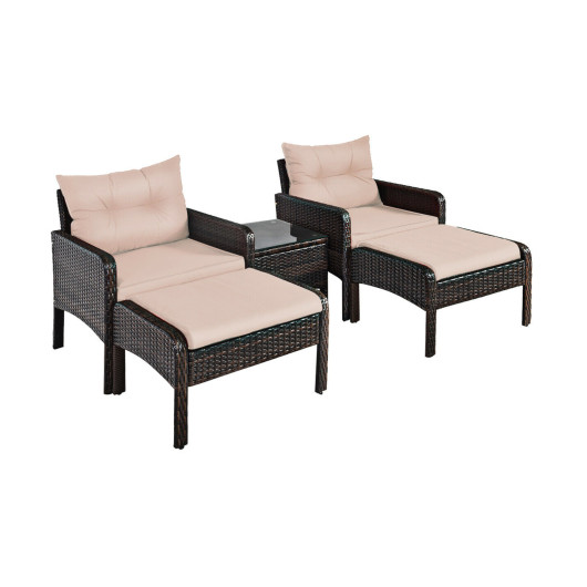 5 Pcs Patio Rattan Wicker Sofa Furniture Set - Image 6