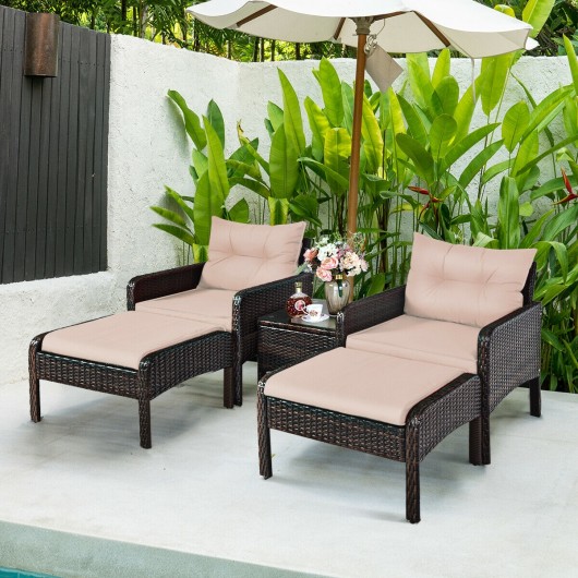 5 Pcs Patio Rattan Wicker Sofa Furniture Set - Image 2