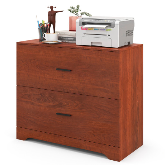 2-Drawer Lateral File Cabinet with Adjustable Bars for Home and Office-Walnut - Image 3