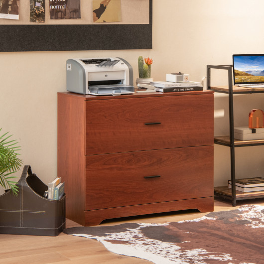 2-Drawer Lateral File Cabinet with Adjustable Bars for Home and Office-Walnut - Image 5