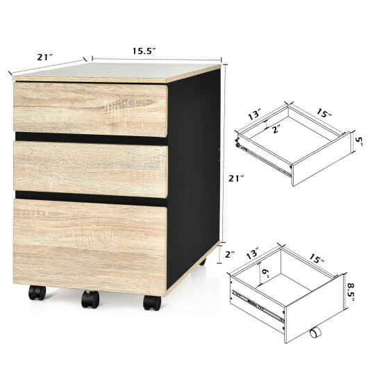 3-Drawer Mobile File Cabinet for Home Office - Image 3