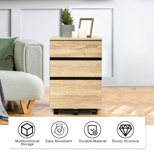 3-Drawer Mobile File Cabinet for Home Office - Image 2