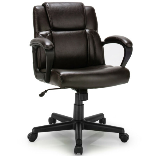 Adjustable Leather Executive Office Chair Computer Desk Chair with Armrest - Image 4