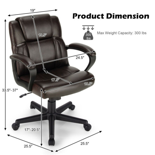 Adjustable Leather Executive Office Chair Computer Desk Chair with Armrest - Image 6