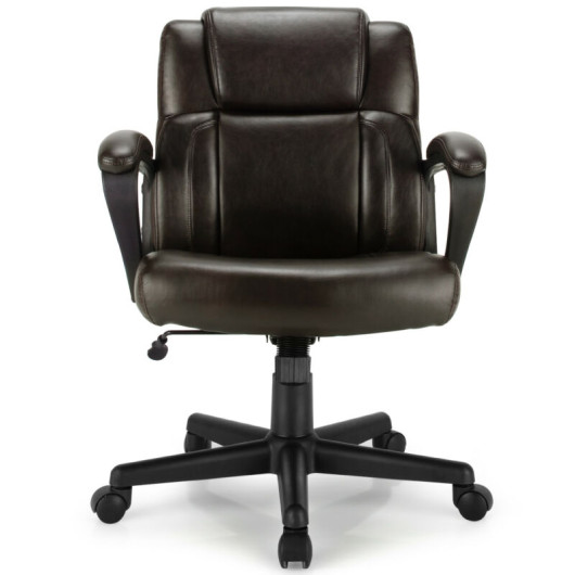 Adjustable Leather Executive Office Chair Computer Desk Chair with Armrest - Image 5