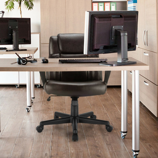 Adjustable Leather Executive Office Chair Computer Desk Chair with Armrest - Image 3