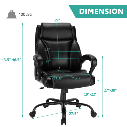 400 Pounds Big and Tall Adjustable High Back Leather Office Chair - Image 6