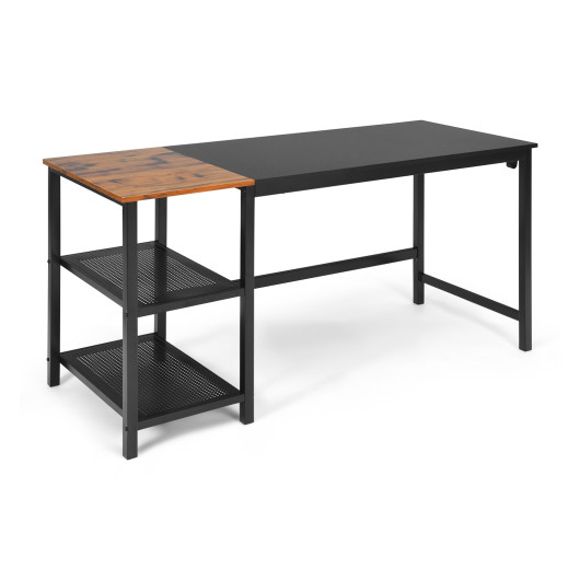 59 Inch Home Office Computer Desk with Removable Storage Shelves-Black - Image 6