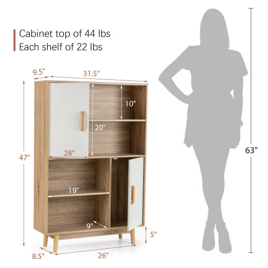 Sideboard Storage Cabinet with Door Shelf-White - Image 6