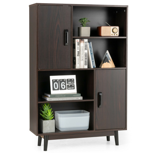 Sideboard Storage Cabinet with Door Shelf-Espresso - Image 4