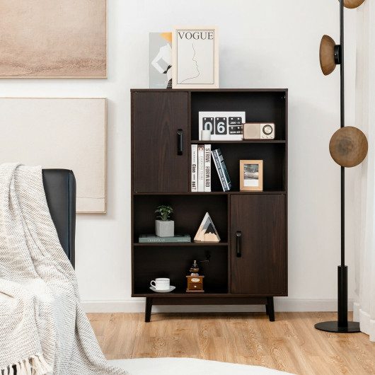 Sideboard Storage Cabinet with Door Shelf-Espresso - Image 5