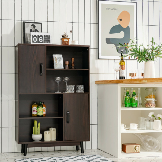 Sideboard Storage Cabinet with Door Shelf-Espresso - Image 6