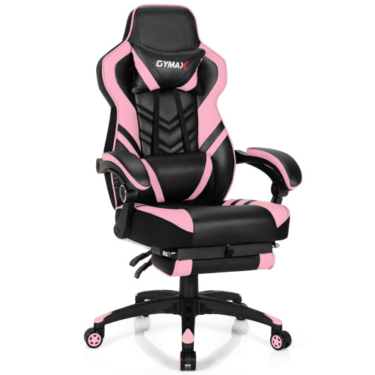 Adjustable Gaming Chair with Footrest for Home Office-Pink - Image 3