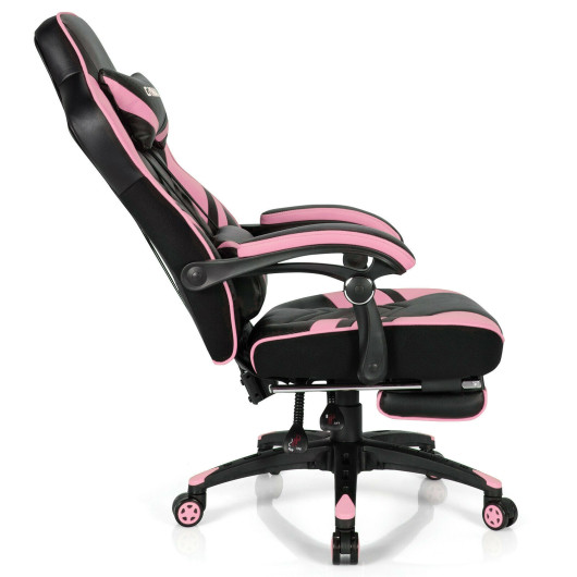 Adjustable Gaming Chair with Footrest for Home Office-Pink - Image 4