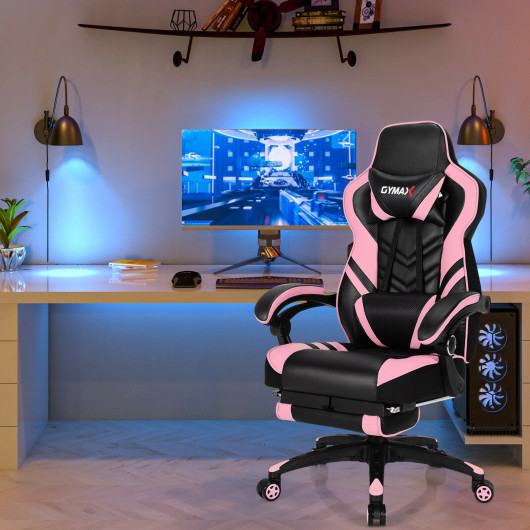 Adjustable Gaming Chair with Footrest for Home Office-Pink - Image 6