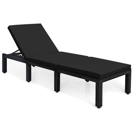 Patio Rattan Height Adjustable Lounge Chair with 2 Set of Cushion Cover-Black & Turquoise - Image 2