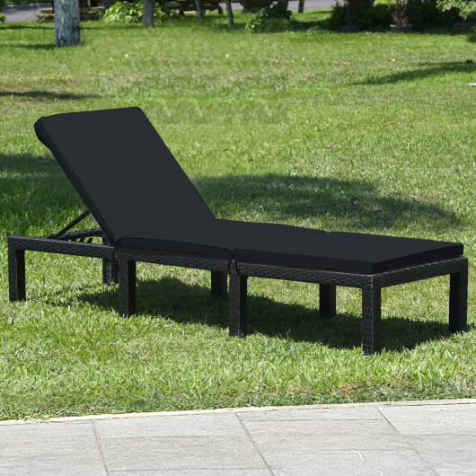 Patio Rattan Height Adjustable Lounge Chair with 2 Set of Cushion Cover-Black & Turquoise - Image 6