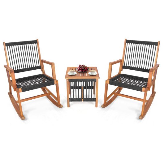 3 Pieces Acacia Wood Rocking Bistro Set - Image 2