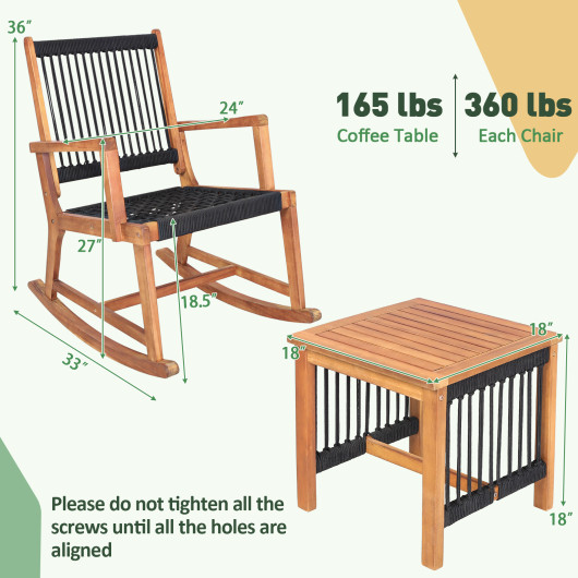 3 Pieces Acacia Wood Rocking Bistro Set - Image 3