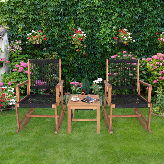 3 Pieces Acacia Wood Rocking Bistro Set - Image 4