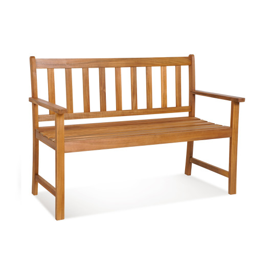 2-Person Outdoor Acacia Wood Bench with Backrest - Image 4