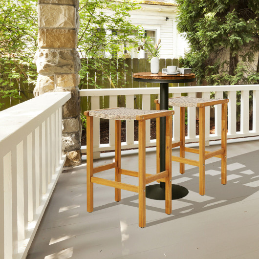 Patio Wood Bar Stools Set of 2-4-2Pieces - Image 6