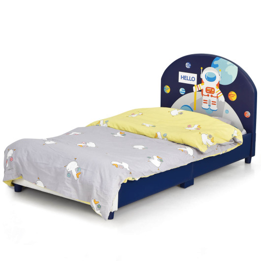 Kids Upholstered Platform Bed with Headboard and Footboard - Image 4