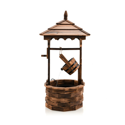 Patio Wooden Water Fountain with Electric Pump-Brown - Image 3