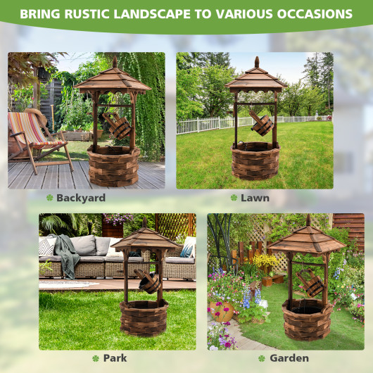 Patio Wooden Water Fountain with Electric Pump-Brown - Image 4