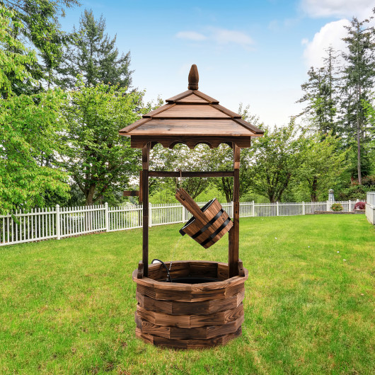 Patio Wooden Water Fountain with Electric Pump-Brown - Image 5