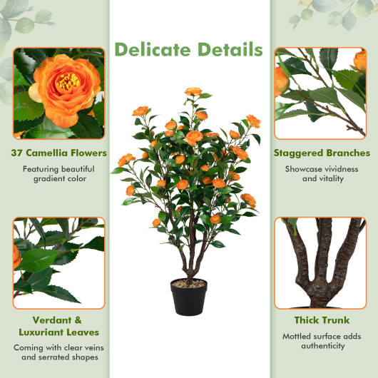 3.3 Feet Artificial Camellia Tree for Indoor and Outdoor - Image 3
