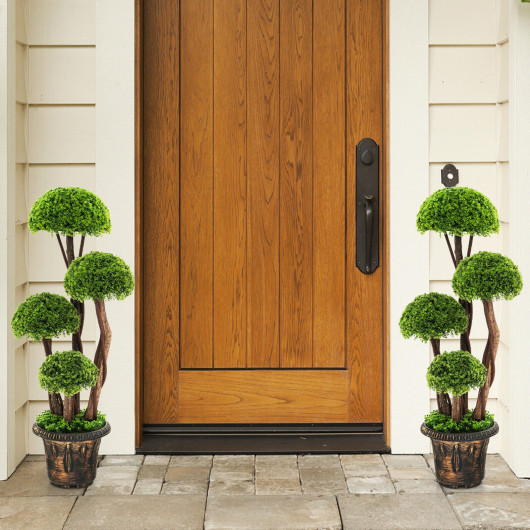 3 Feet Decorative Artificial Cedar Topiary Tree with Rattan Trunk - Image 5