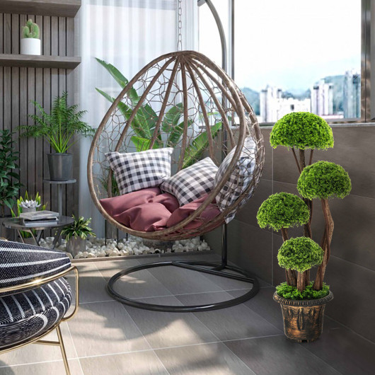 3 Feet Decorative Artificial Cedar Topiary Tree with Rattan Trunk - Image 6