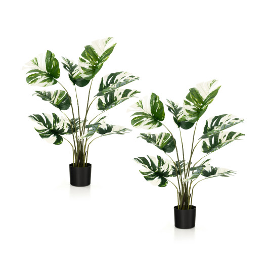 2 Pack 4 Feet Artificial Monstera Deliciosa Plants for Home Office - Image 2