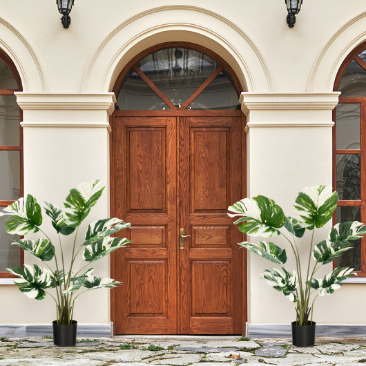 2 Pack 4 Feet Artificial Monstera Deliciosa Plants for Home Office - Image 5