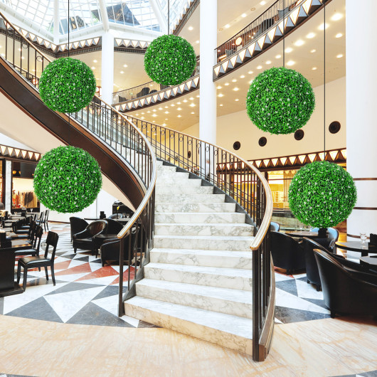 2 PCS Holly Artificial Topiary Balls 19.5 Inch Faux Boxwood Balls - Image 6