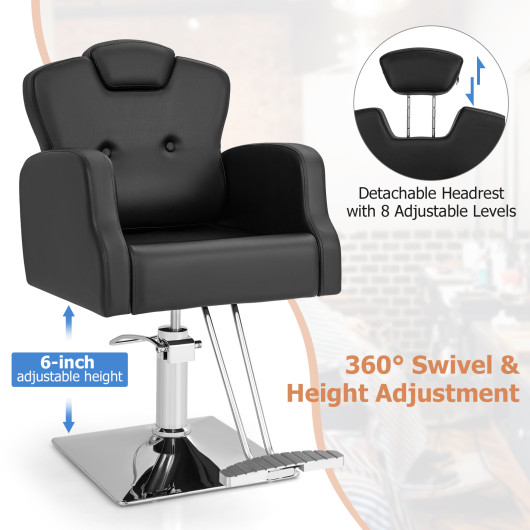 Heavy Duty Salon Chair with 360 Degrees Swivel-Black - Image 4