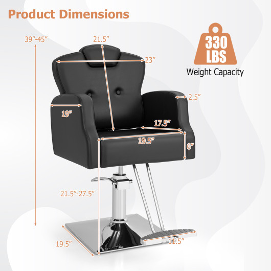 Heavy Duty Salon Chair with 360 Degrees Swivel-Black - Image 6