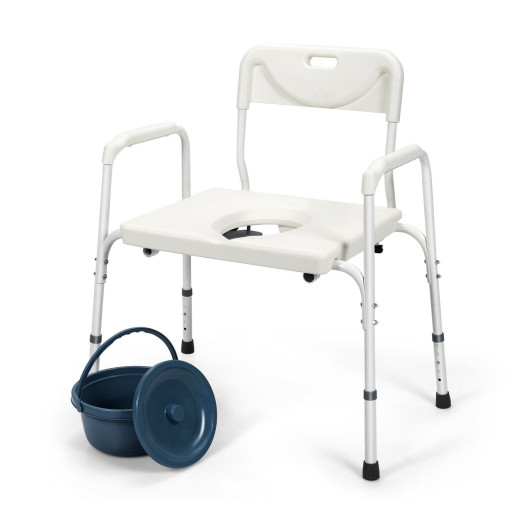 3-in-1 Bedside Commode Portable Toilet with Adjustable Height - Image 5