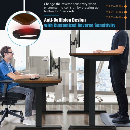 48-inch Electric Height Adjustable Standing Desk with Control Panel-Walnut - Image 3
