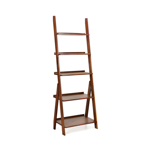 5-Tier Bamboo Ladder Shelf for Home Use-Brown - Image 2