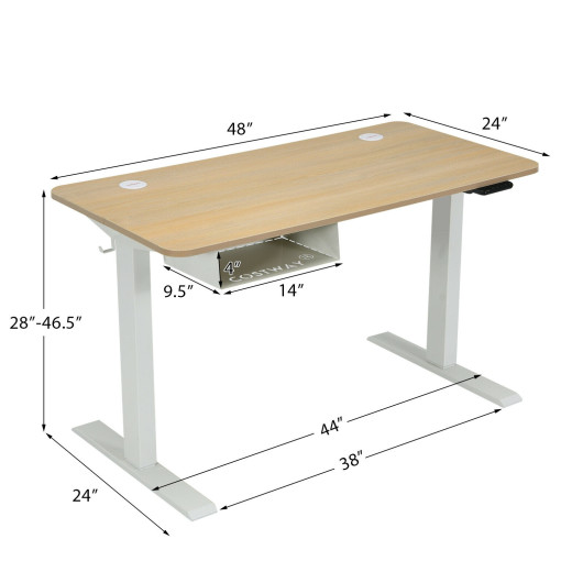48 Inches Electric Standing Adjustable Desk with Control Panel and USB Port-Beige - Image 6