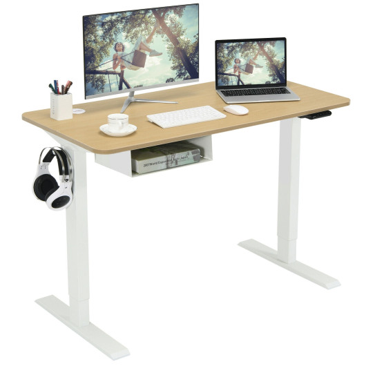 48 Inches Electric Standing Adjustable Desk with Control Panel and USB Port-Beige - Image 4