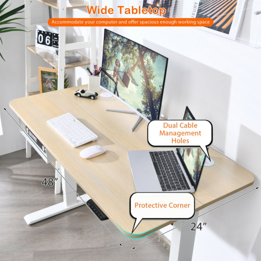 48 Inches Electric Standing Adjustable Desk with Control Panel and USB Port-Beige - Image 5